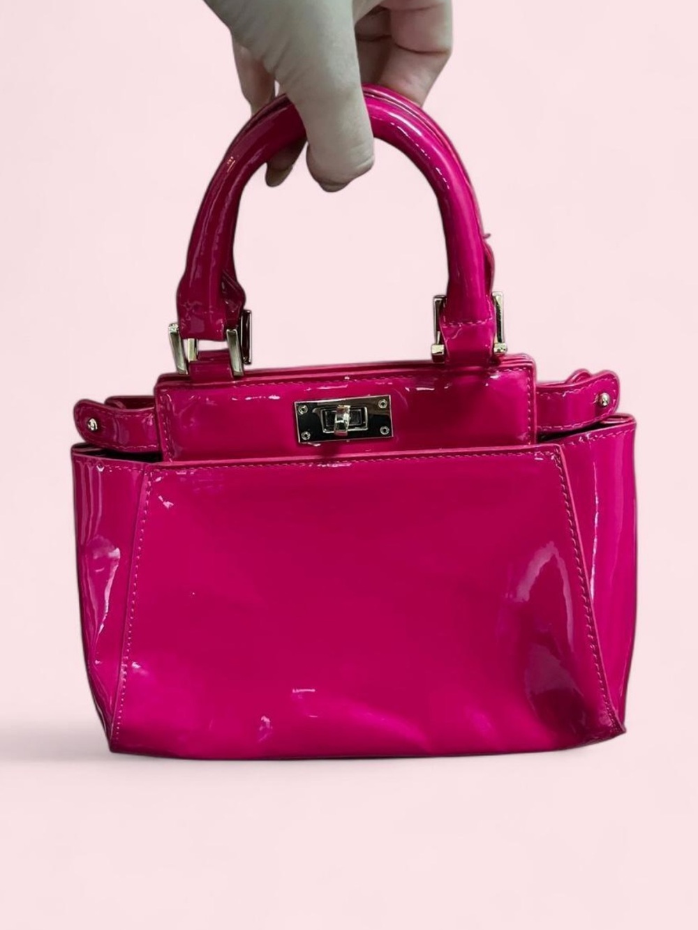 Hot Pink Patent Top-Handle Women's Handbag